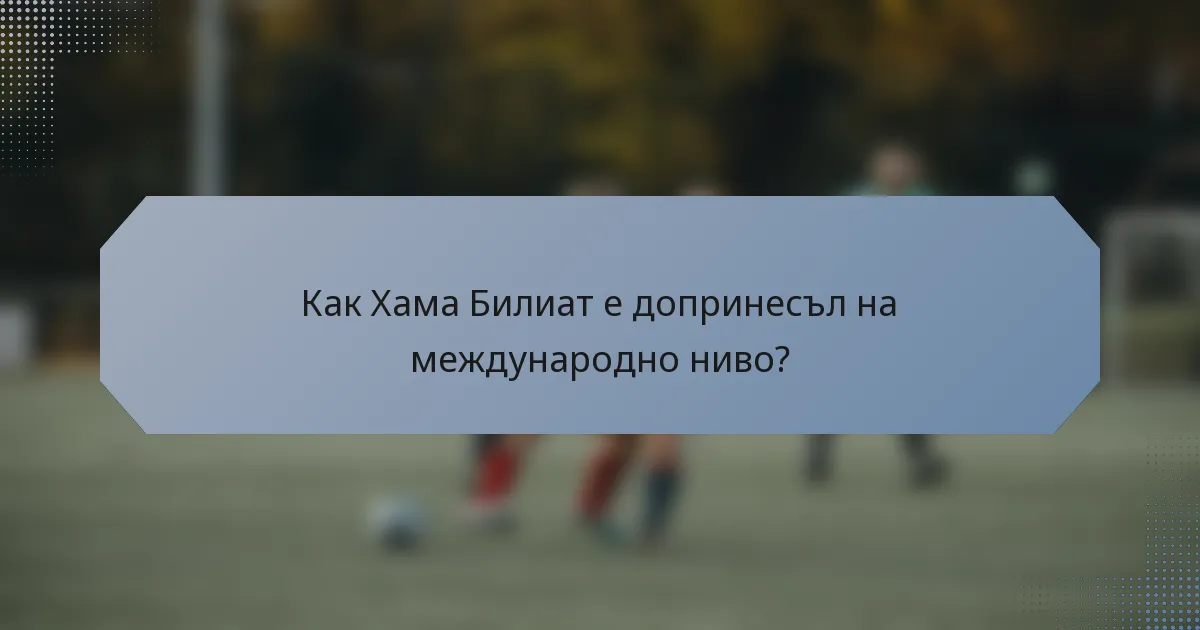 Как Хама Билиат е допринесъл на международно ниво?