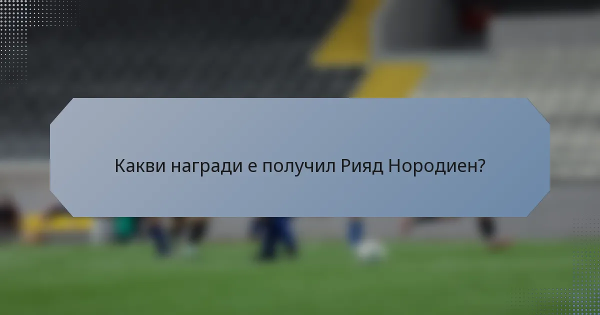 Какви награди е получил Рияд Нородиен?