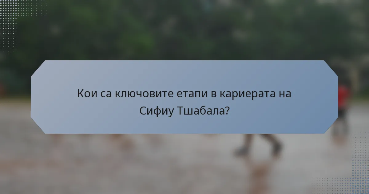 Кои са ключовите етапи в кариерата на Сифиу Тшабала?