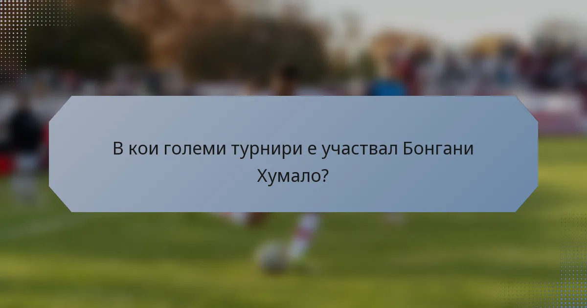 В кои големи турнири е участвал Бонгани Хумало?